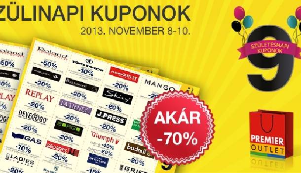Borítókép: Premier Outlet Kuponok: Őrületes akció, akár -70%!