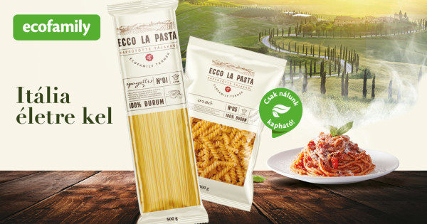 Borítókép: Fedezd fel az Ecco la Pasta mediterrán ízvilágú tésztákat az Ecofamily üzletekben!